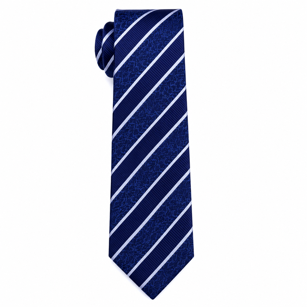 Regent Stripe Silk Tie-Midnight Navy