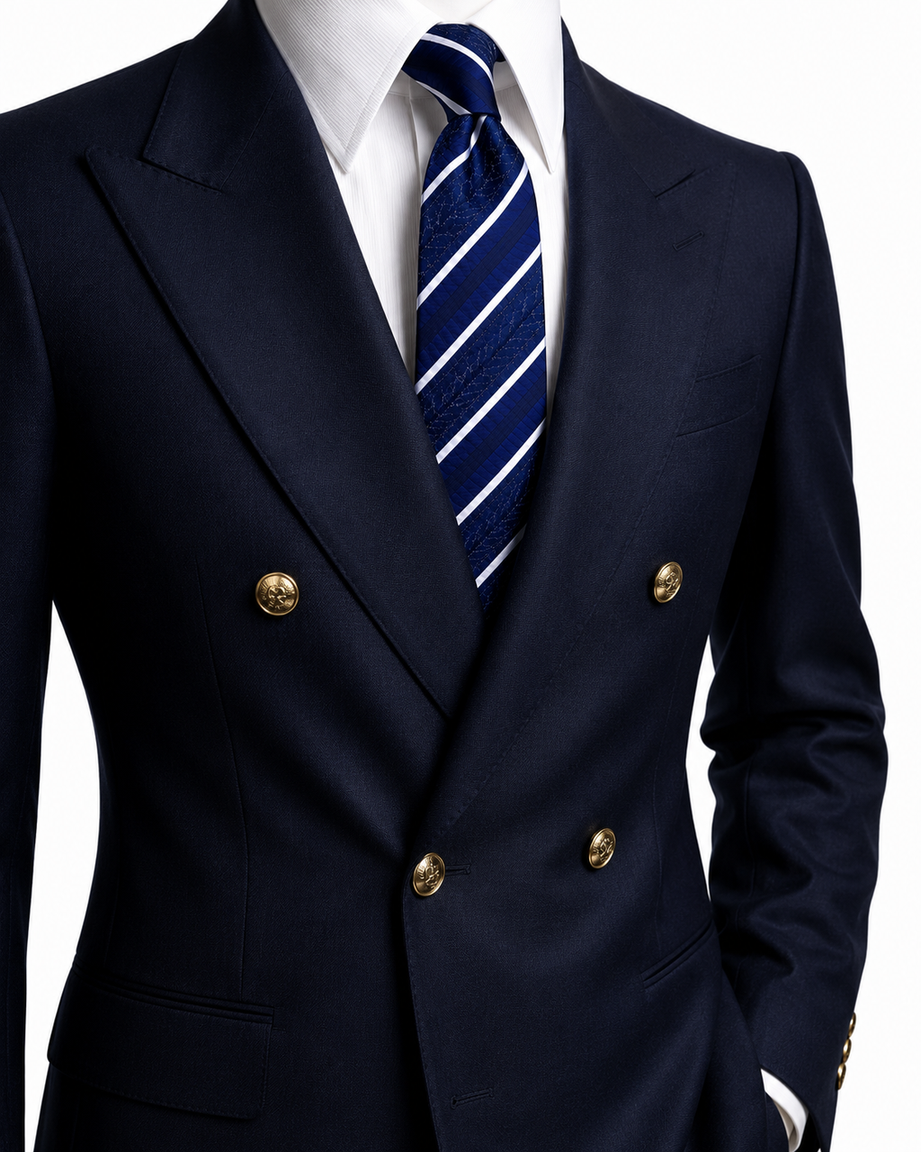 Regent Stripe Silk Tie-Midnight Navy