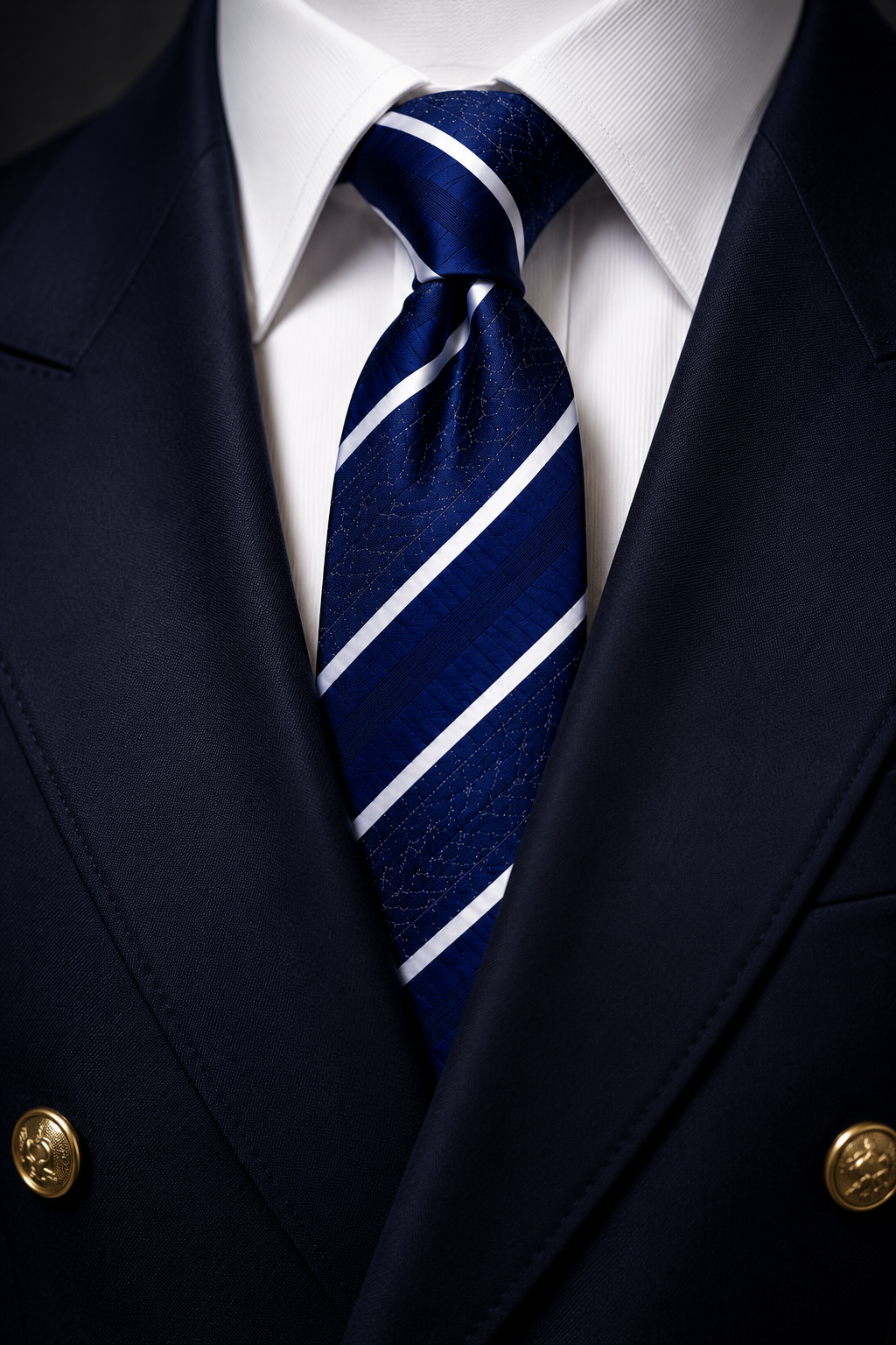 Regent Stripe Silk Tie-Midnight Navy