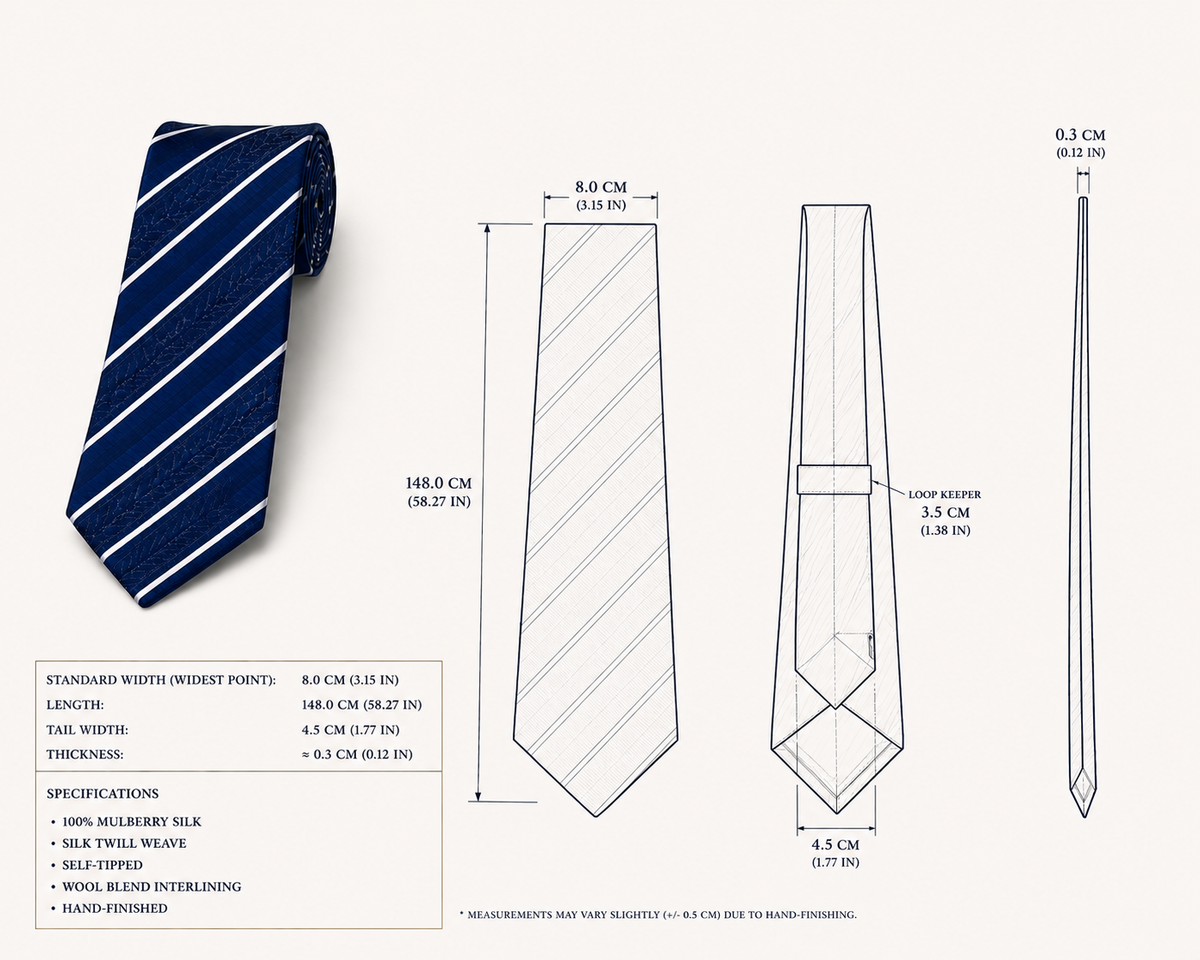 Regent Stripe Silk Tie-Midnight Navy