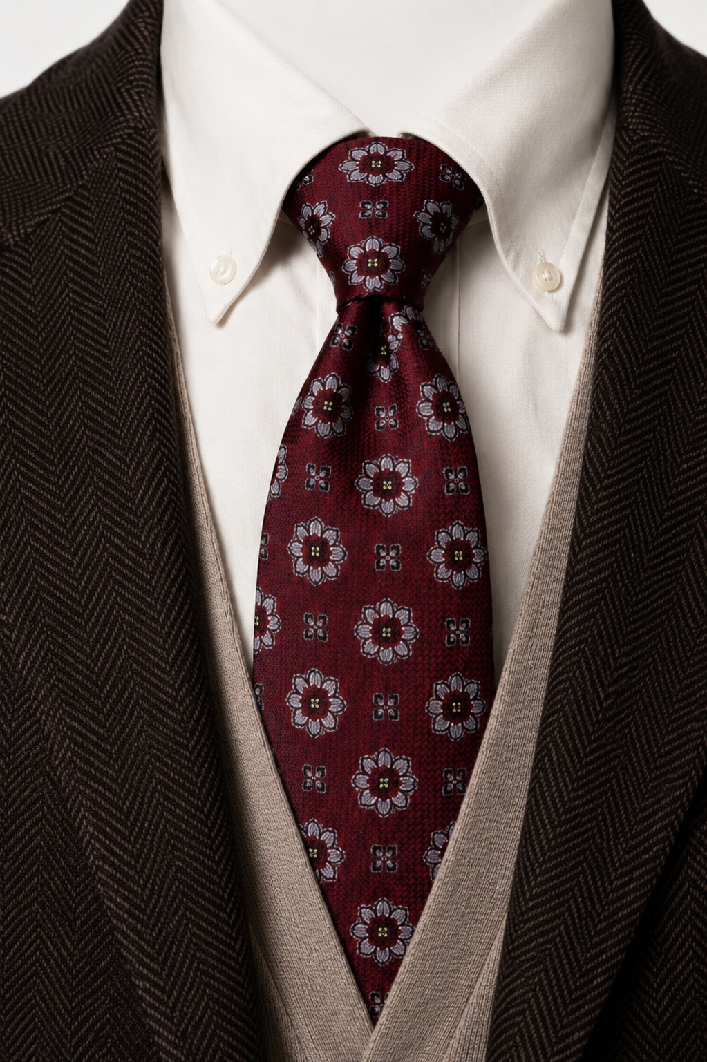 Regent Floral Silk Tie – Royal Burgundy