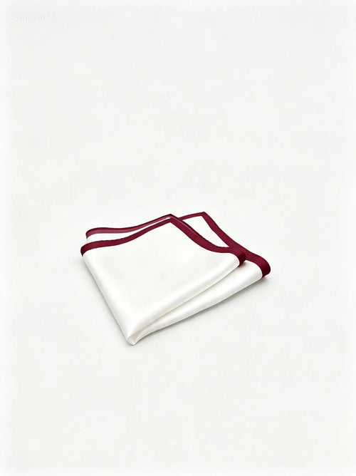 Monarch Border Pocket Square – Ivory Burgundy